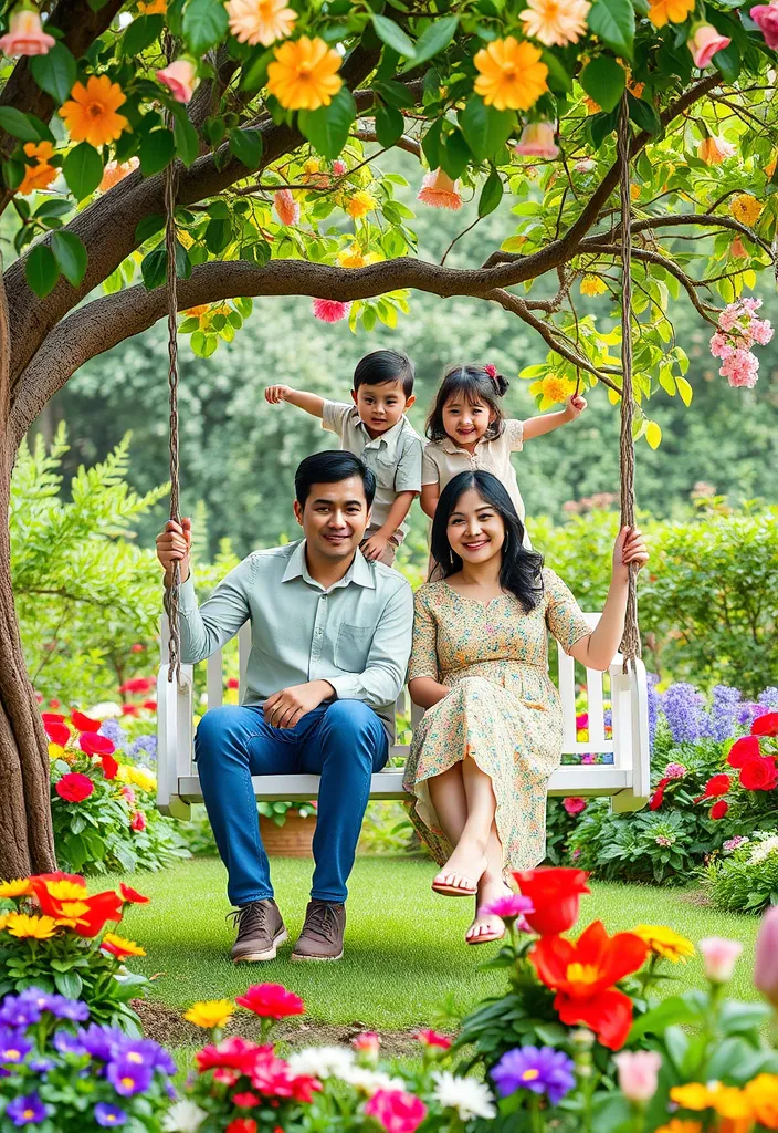 21 Family Poses with Older Children That Will Make Your Photos Unforgettable! - 6. The Family Tree Pose