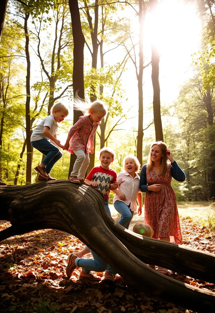 21 Family Poses with Older Children That Will Make Your Photos Unforgettable! - 12. The Nature Connection
