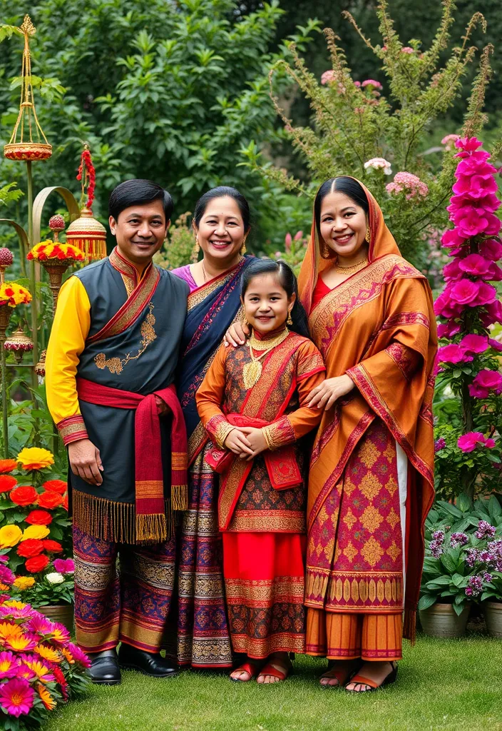 21 Family Poses with Older Children That Will Make Your Photos Unforgettable! - 20. The Cultural Heritage Pose