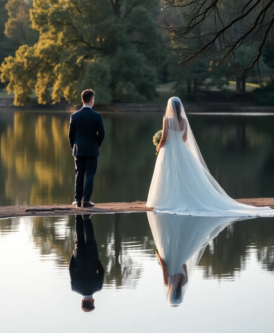 22 Wedding Photography Tips for Perfect Bride and Groom Poses (You’ll Thank Us Later!) - 13. Utilize Reflection